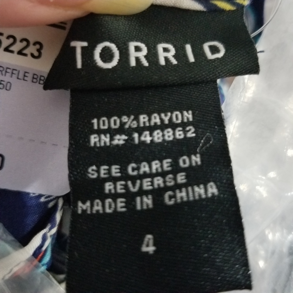 Torrid Chevron Ruffle Babydoll Top 4 - Picture 7 of 7